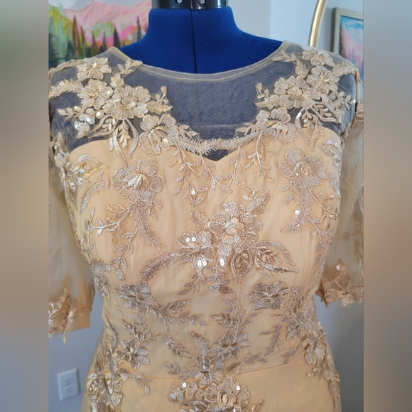 Elegant Cream Lace Mother of the Bride Dress - Picture 3 of 4